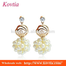 Pendientes de gota de perlas de joyería de oro rosa flor pendientes pendientes pendientes de bola diseños